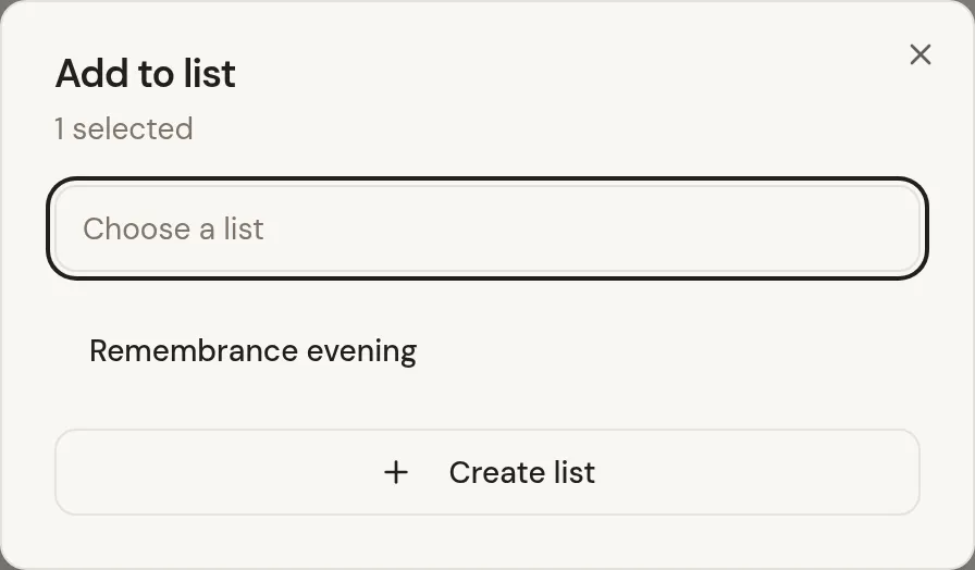 Choosing a list from a contact’s page.