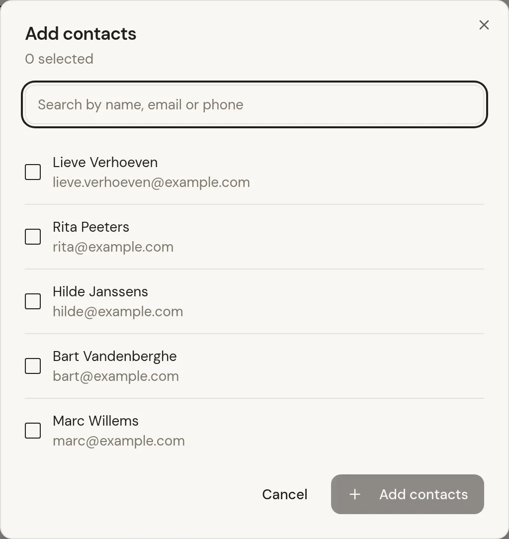 The searchable contact picker.